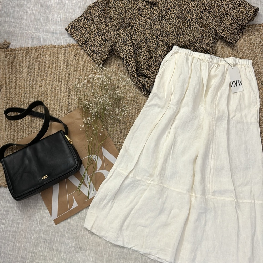 ZARA 100% LINEN MIDI SKIRT ZW COLLECTION - Picture 7 of 12